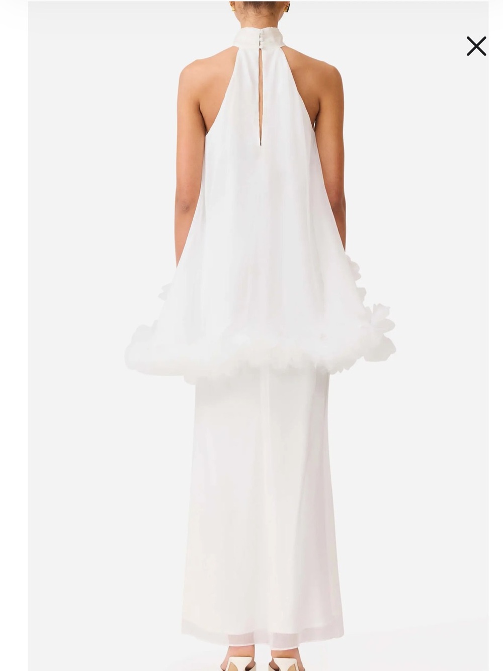 Elliatt Poppy Cape Gown White High-Neck Maxi Dress with Floral Cuff - Picture 4 of 8